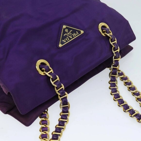 PRADA Chain Shoulder Bag Nylon Purple Auth - Picture 6 of 16